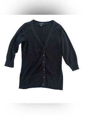Black Cardigan Women’s XS Minimal Open Front Layering Staple
